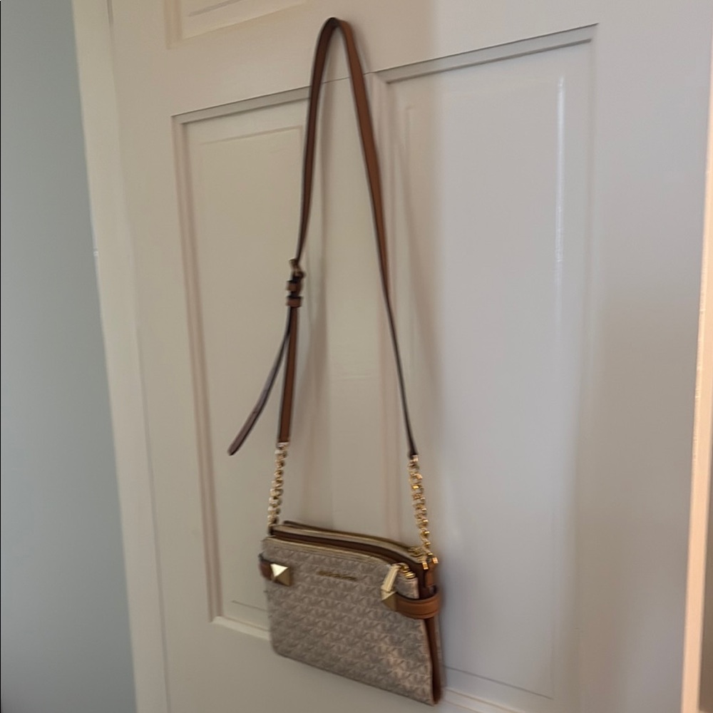 Stylish Brown and Cream Crossbody Bag